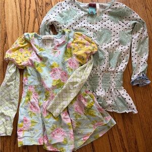 Matilda Jane 2T floral ruffle shirt bundle pink & blue cotton ruffles